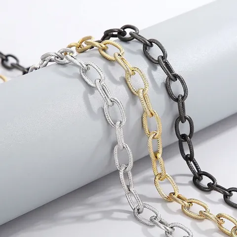 Collar De Cadena De Acero Inoxidable Con Textura Retorcida Diseño De Tornillo Minimalista Joyería Geométrica Unisex