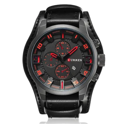Men Business Sport Quartz Watch With Faux Leather Strap Chronograph Style Calendar Waterproof Casual Analog Wristwatch For Male