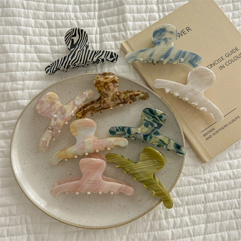 Grandi Fermagli Per Capelli In Acetato Mollette A Granchio Marmo Francese Sfumato Per Donna Accessori Per Acconciature Eleganti