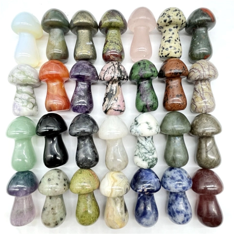 Naturkristall Edelstein Pilz Figuren Polierte Mini Stein Ornamente Für Mikrolandschaft Garten Haus Büro Dekoration
