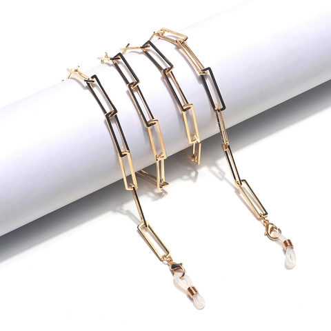 Non-slip Glasses Chain Fashion Metal Rectangular Link Mask Lanyard Anti-lost Eyewear Strap For Women Men