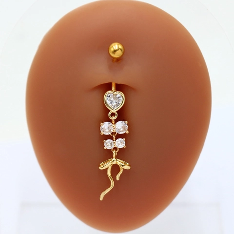 Fashion Heart Shape Rhinestone Alloy Dangle Belly Ring For Women Gold Silver Butterfly Moon Star Body Piercing Jewelry