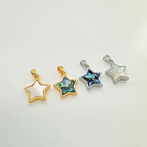Colgante De Estrella Con Madreperla Natural Y Concha De Abulón Cobre Chapado En Oro De 18K Accesorios Joyería DIY