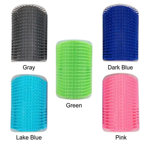 Cat Self Groomer Wall Corner Massage Brush Pet Grooming Comb For Removing Loose Fur Durable PP And Silicone Material