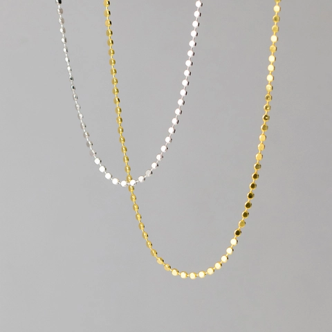 925 Sterling Silver Disc Link Necklace Minimalist Round Plain Surface Dainty Chain For Women Elegant Daily Jewelry