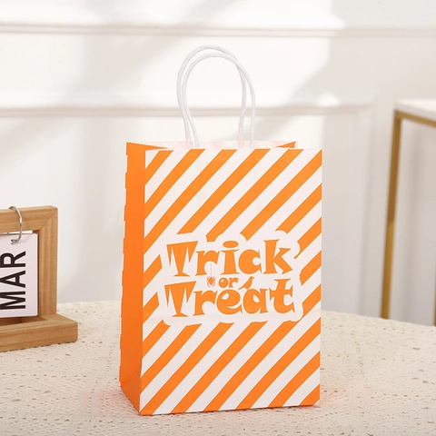 Halloween Kraftpapier Geschenktüten Mit Griffen Jack-O-Lantern Kürbis Muster Trick Or Treat Süßigkeitstüten Für Geburtstag Party Verpackung