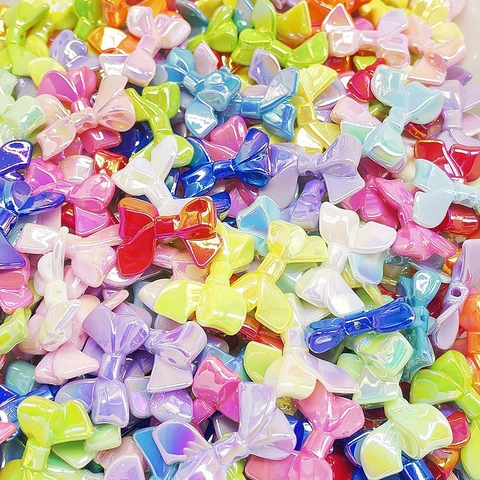 Bow Tie Shape Beads UV Plated Colorful Acrylic Resin Pearlescent For DIY Jewelry Making Necklaces Bracelets Phone Charms