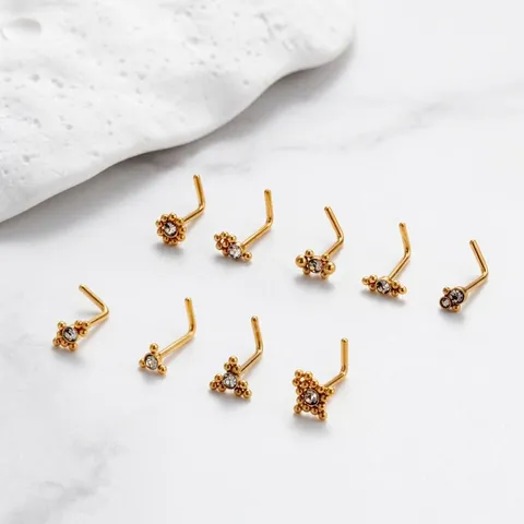 Roestvrij Stalen L-Vorm Neuspiercing Met Zirconia Voor Dames Heren Mode Minimalistisch Geometrisch Neusring Sieraden