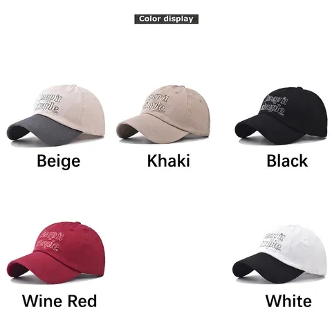 Gewassen Katoenen Honkbalpet Geborduurd Keep It Simple Letter Retro Distressed Kleurblok Klepcap Voor Heren Dames