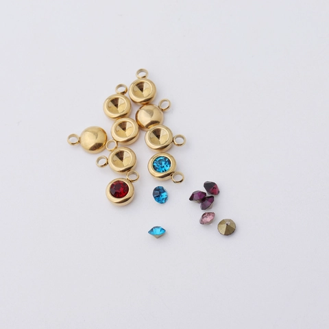 Stainless Steel Birthstone Bezel Tray Pendant Bases Round Mirror Polished For DIY Jewelry Making Findings