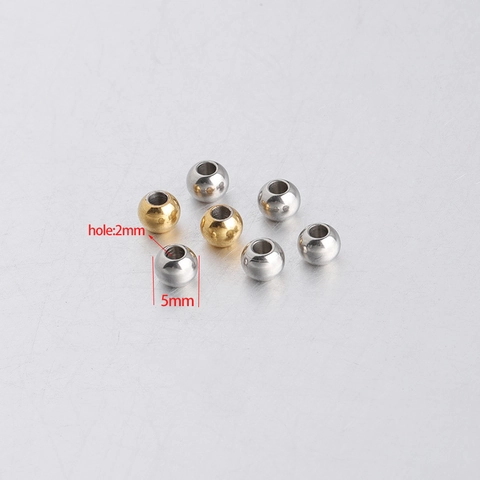 Cuentas Espaciadoras Redondas De Acero Inoxidable Lisas Pulidas Para Creación De Joyas DIY Accesorios
