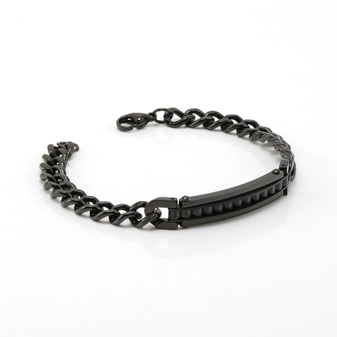 Pulsera De Cadena Cubana Acero Inoxidable Placa ID Curva Galvanizado Joyería Hip Hop Minimalista Para Hombres Mujeres