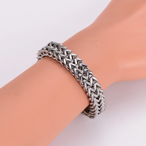 Retro 304 Edelstahl Mesh Kette Armband Hip Hop Punk Mode Poliert Bold Link Schmuck Für Herren Damen