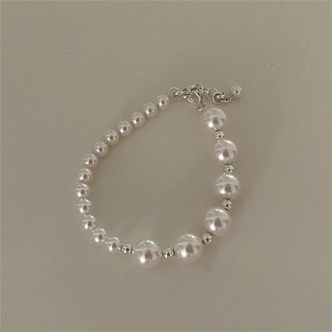 Freshwater Pearl Bracelet 925 Sterling Silver Minimalist Korean Style Adjustable Elegant Jewelry Women