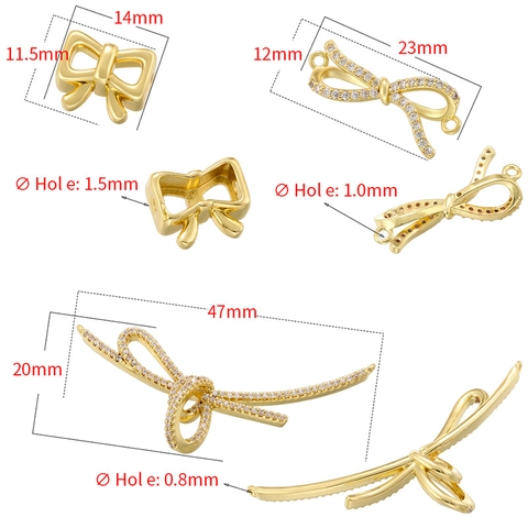 Bowknot Charms For Jewelry Making Brass Bow Connectors With Zircon Luxury Style DIY Accessories