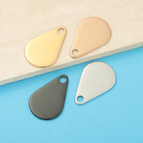 Dijes Colgante Gota De Agua Acero Inoxidable 304 Pulido Espejo Chapado En Oro 18K Etiquetas Teardrop DIY Joyería