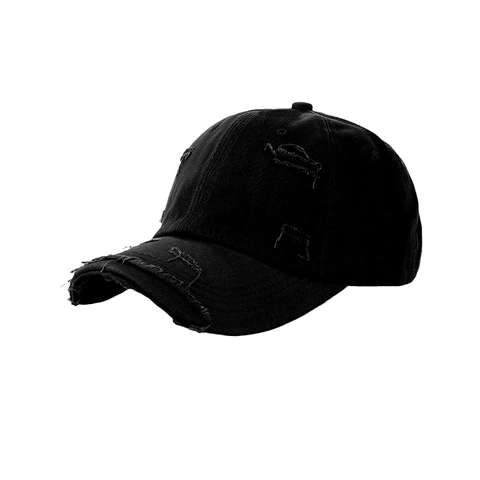 Cappellino Da Baseball Distressed Strappato Vintage Cotone Corona Morbida Visiera Curva Stile Hip Hop Unisex Regolabile