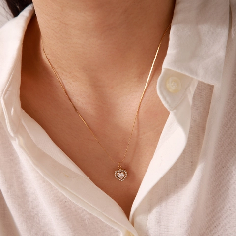 Collier Pendentif En Acier Inoxydable Plaqué Or 18K Élégant Pour Femmes Bijoux Géométriques En Zircon Incrusté