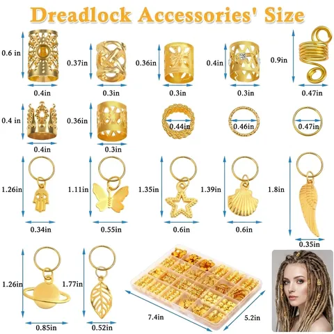 Accesorios Para El Cabello Dreadlock Aleación Metal Chapado Oro Plata Anillos Colgantes Mariposa Concha Estrella Hoja Ala