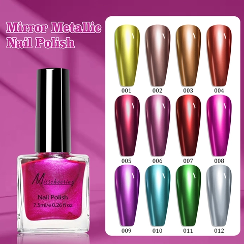 Esmalte De Uñas Metálico Efecto Espejo Secado Rápido Larga Duración Brillo Cromo Manicura DIY Belleza