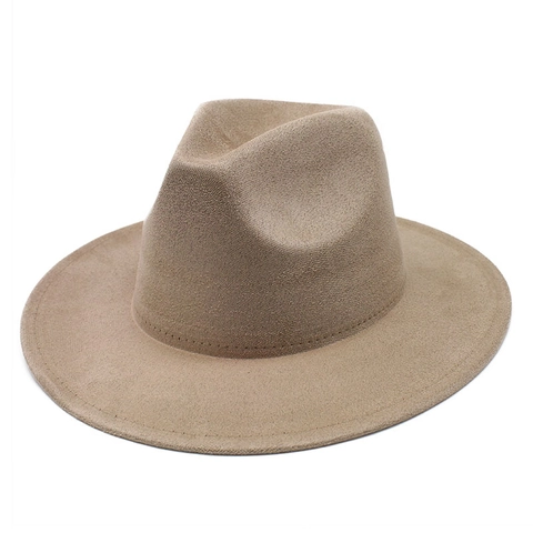 Chapeau Fedora Vintage Suède Feutre Large Bord Style Jazz Rétro Élégant Pour Hommes Femmes