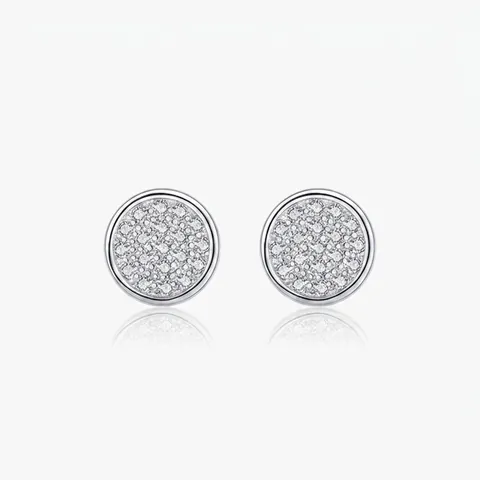 Orecchini A Lobo Rotondi Argento Sterling 925 Zirconi Cubici Gioielli Geometrici Per Donna