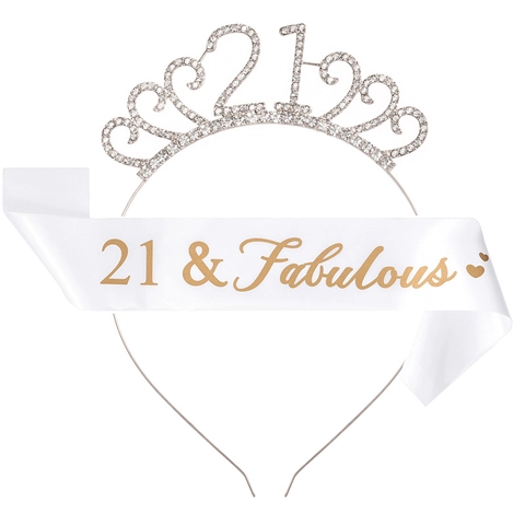 Tiara E Fascia Per Festa Di Compleanno Fascia Per Capelli In Cristallo Con Strass In Lega Tracolla In Raso Per Celebrazione Delle Donne