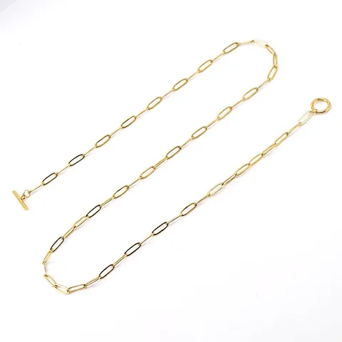 Mode Roestvrij Staal 18K Vergulde Paperclip Ketting Halsketting Met Toggle Sluiting OT Gesp Sieraden Voor Unisex