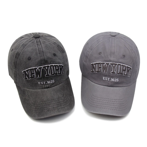 Vintage Washed Cotton Baseball Cap New York Embroidered Distressed Retro Style Adjustable Sun Hat For Men And Women