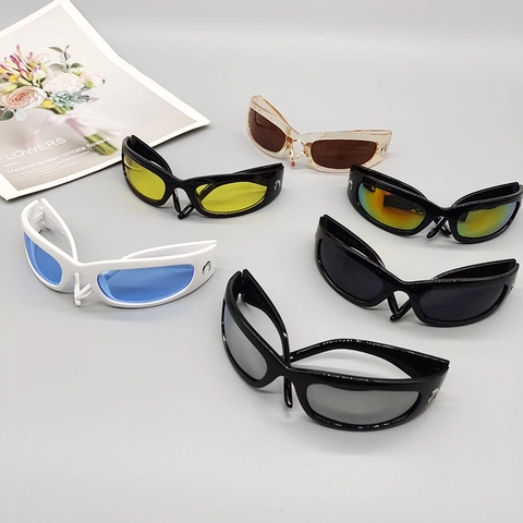Occhiali Da Sole Sportivi Avvolgenti Stile Y2K Retrò Futuro Montatura PC Lente In Resina UV400 Moda Ciclismo Uomini Donne