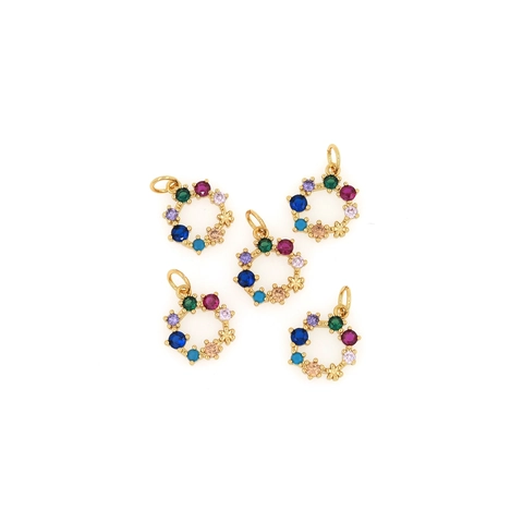 Pendente A Forma Di Ghirlanda Rame Placcato Oro Zirconia Cubica Colorata Per Creazione Di Gioielli DIY Elegante