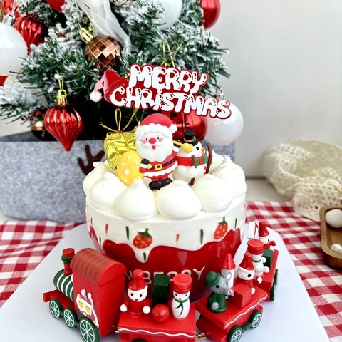 Merry Christmas Cake Toppers Acrylic Snowflake Reindeer Gift Box Decorations For Xmas Party Dessert Ornament
