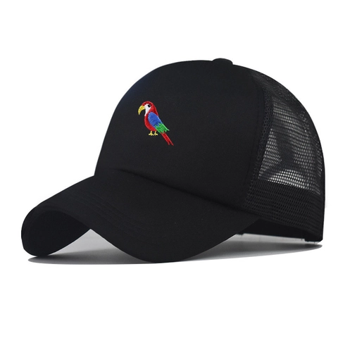 Cappello Trucker Ricamo Pappagallo Cotone Poliestere Rete Traspirante Regolabile Protezione Solare Berretto Da Baseball