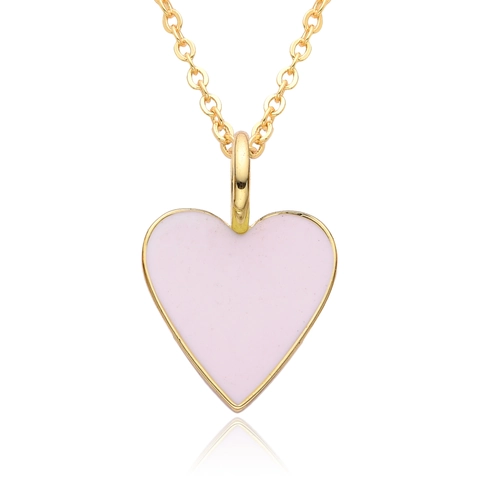 Heart Pendant Necklace Copper With 14K Gold Plating Colorful Enamel Ins Style Fashion Minimalist Jewelry For Women