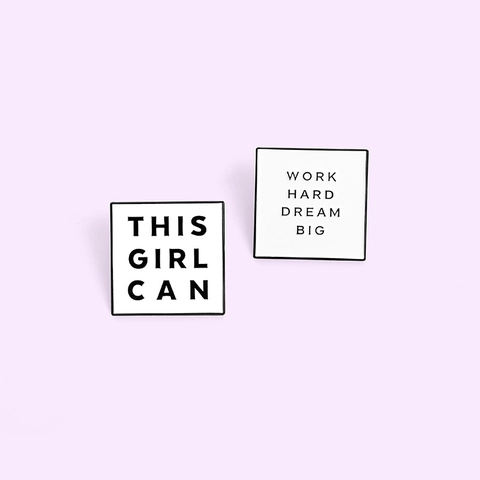 Spille Con Citazione Ispiratrice Lega Smalto Per Donne This Girl Can Work Hard Dream Big Decorazione Minimalista