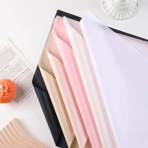 Satin Tissue Wrapping Paper Pearlescent Floral Bow Print For Flower Gift Packaging DIY Craft Semi Transparent Colorful