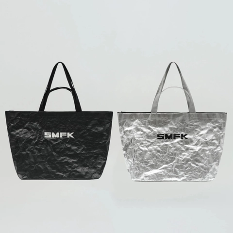 Metallic Crinkle Texture Tote Bag Large Capacity Foldable Gym Handbag Women Future Streetwear Style