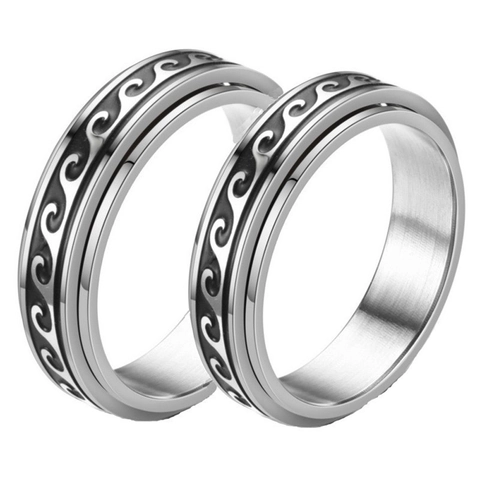 Stainless Steel Spinner Ring Anxiety Stress Relief Fidget Band Cat Butterfly Star Moon Cross Poker Pattern For Men Women