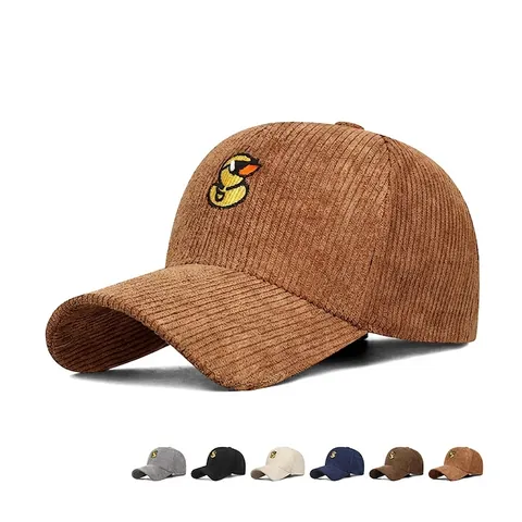 Corduroy Honkbalpet Voor Dames Schattige Zonnebril Eend Geborduurd Verstelbaar Retro Casual Koreaanse Stijl Zonnehut