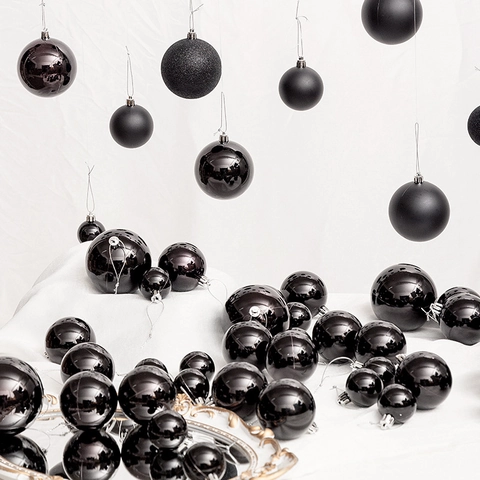 Black Christmas Balls 4cm 6cm 8cm Glossy Matte Hanging Balls Window Display Ceiling Christmas Tree Ornaments Electroplated