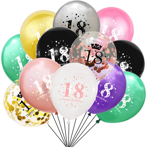 Happy Birthday Latex Balloons 18th Birthday Party Decorations Anniversary Celebration Round Multi Color Adult Ceremony