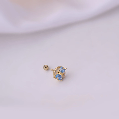 Roestvrijstalen Oorkraakbeen Stud Oorbel Met Koper Zirkonia Vlinder Bloem Piercing Sieraden Schroefsluiting Voor Dames