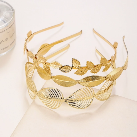 Alloy Metal Leaf Headband Palace Style Elegant Hair Band For Women Girls Party Wedding Vintage Accessories