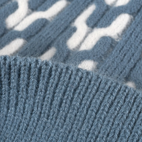 Winter Knitted Beanie Hat Thickened Fleece Lined Warm Jacquard Pattern Imitation Cashmere Folded Cuff Fashion Unisex Cap