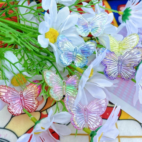 Schmetterling Perlen Irisierende Acryl DIY Schmuck Zubehör Transparent Bunte Charms Für Haarklammern Handyhülle Dekoration