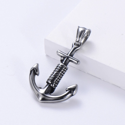 Vintage Anchor Pendant Necklace 304 Stainless Steel Nautical Pirate Style Punk Jewelry For Men Women