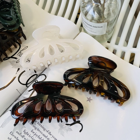 Grande Molletta Per Capelli Petalo Cavo Resina Pinza Squalo Presa Forte Elegante Accessorio Capelli Donna