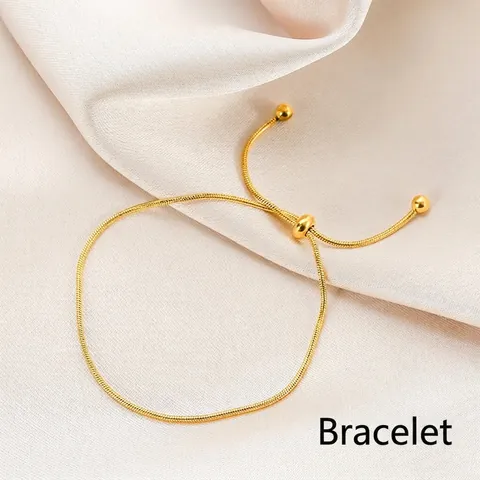 Bracciale A Catena Serpente Minimalista Per Donna Acciaio Al Titanio Placcato Oro 18K Cursore Regolabile Gioielli Di Moda