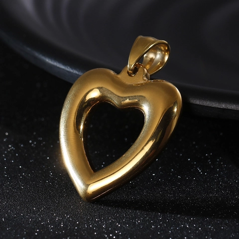 Hollow Heart Pendant Necklace 316L Stainless Steel Polished Gold Silver Rope Chain Minimalist Jewelry For Women
