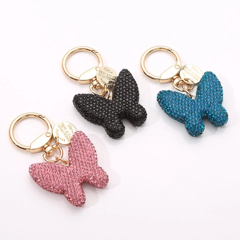Llavero de Mariposa de Strass de Lujo Chapado en Oro Cristal Brillante Colgante de Bolso Accesorios de Joyería para Mujer